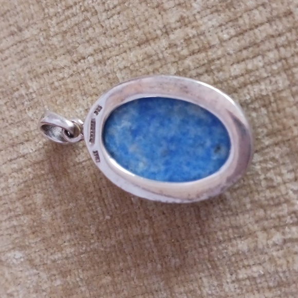 Vintage Barse Lapis Lazuli Oval Sterling Silver Pendant - Picture 2 of 6